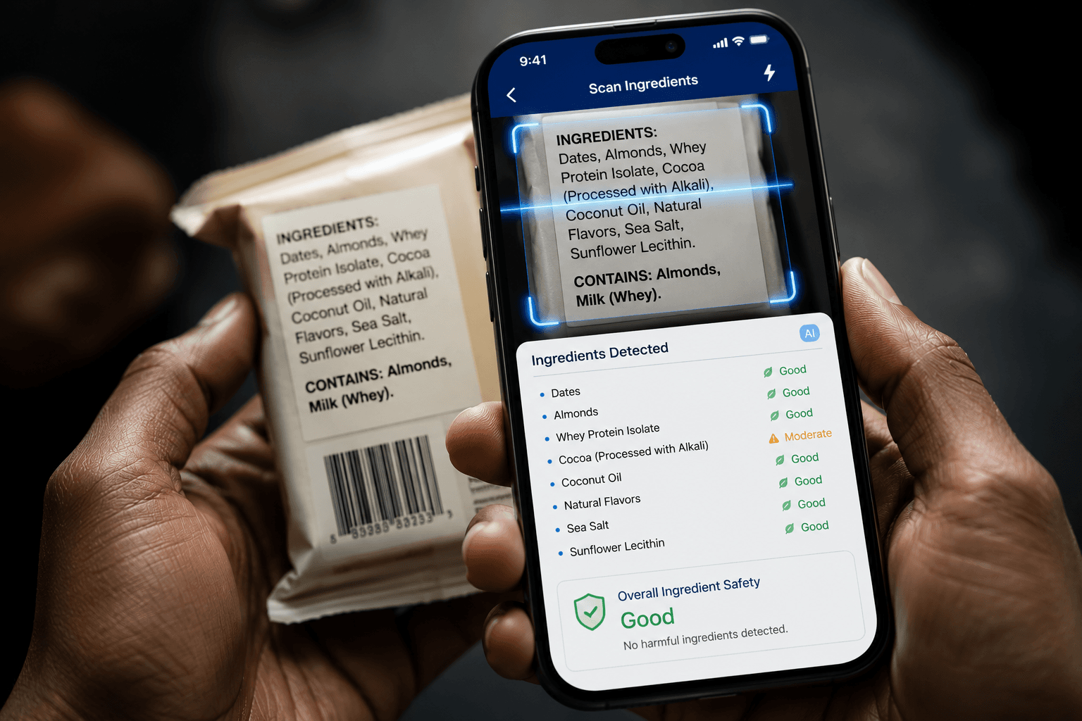 ShelfIQ OCR scanning ingredient label with AI extraction